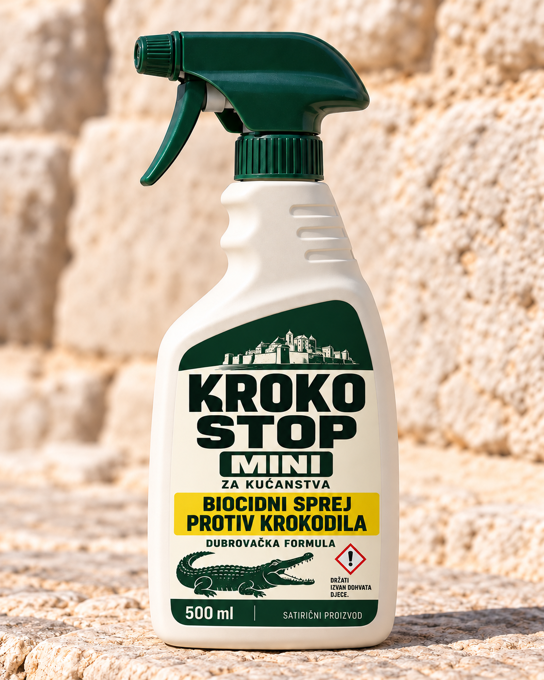 Kroko Stop Mini. Biocidni sprej protiv krokodila za kućanstva. Dubrovačka formula. 500 ml.
